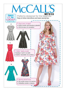 Misses' dress for knit fabrics. Customize sleeve length and hem length. This is a great pattern for beginners!
