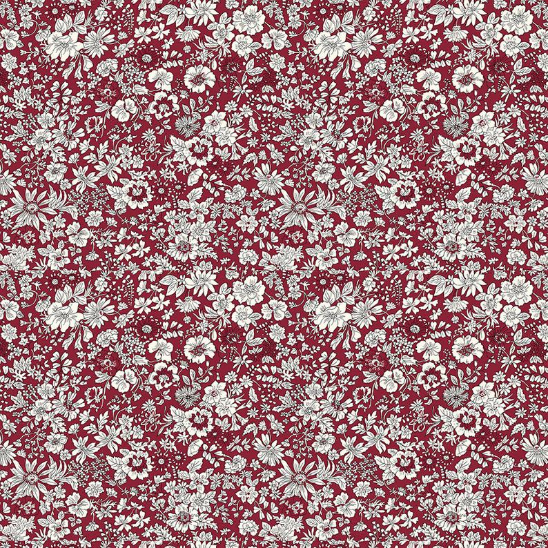 Traditionally screen-printed onto soft Lasenby cotton, the collection includes quintessential 1930’s florals brought back to life, such as this red, gray, and white field of cosmos. From the ‘Best in Show’ botanicals Collection in Liberty’s iconic print archive. 100% Cotton, 44/45"