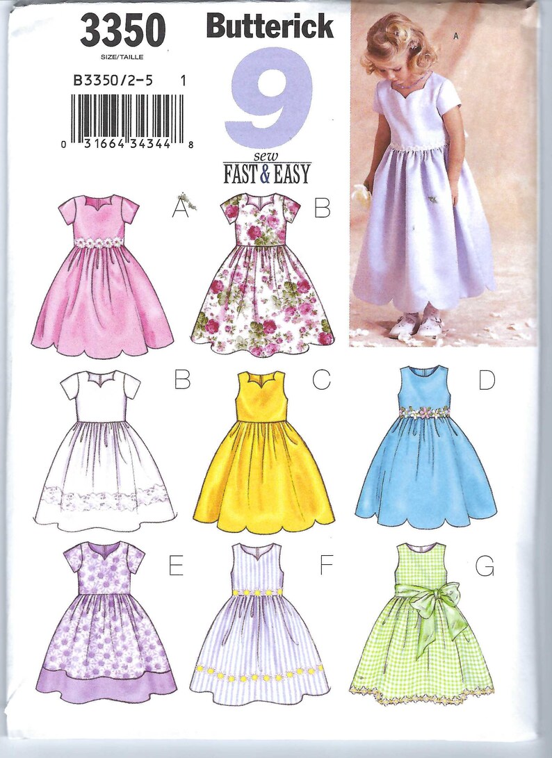 Children's/Girl's Dress - Slightly-flared dress, lower-calf, has fitted, lined bodice, dirndl skirt, back zipper  Variety of different combinations! This is a great pattern for flower girl, first communion, weddings, events etc. Or use a casual fabric for a more casual look!