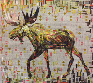 Montgomery Moose Painterly is a fused applique strip collage that gives the appearance of brush strokes. Complete instructions and full sized pattern included. Size: 53in x 43in.