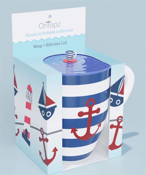 Mug with Silicone topper. Adorable nautical mug perfect for any tea/coffee lover