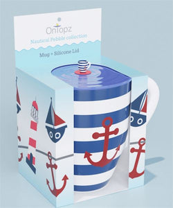 Mug with Silicone topper. Adorable nautical mug perfect for any tea/coffee lover