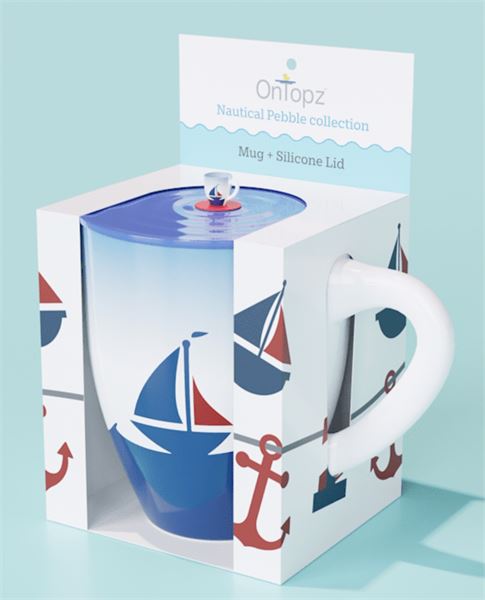 Mug with Silicone topper. Adorable nautical mug perfect for any tea/coffee lover