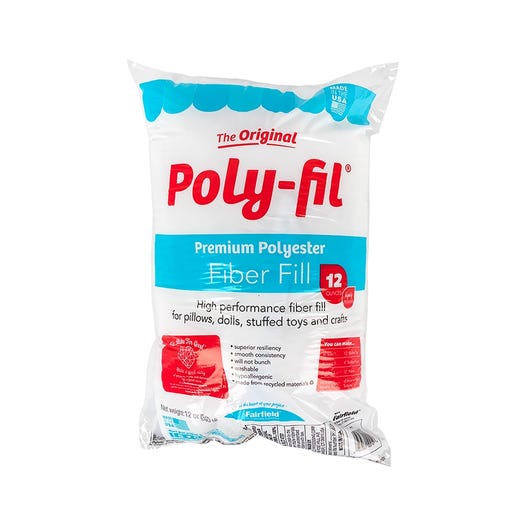 Fairfield PF12A Poly-Fil Fiberfill  The #1 best-selling fiber-fill in America. A unique process explodes the special blend of 100% polyester fibers creating an extraordinary resilience that maintains its integrity through countless launderings. Non-allergenic. Use for all types of craft and home decor projects. 