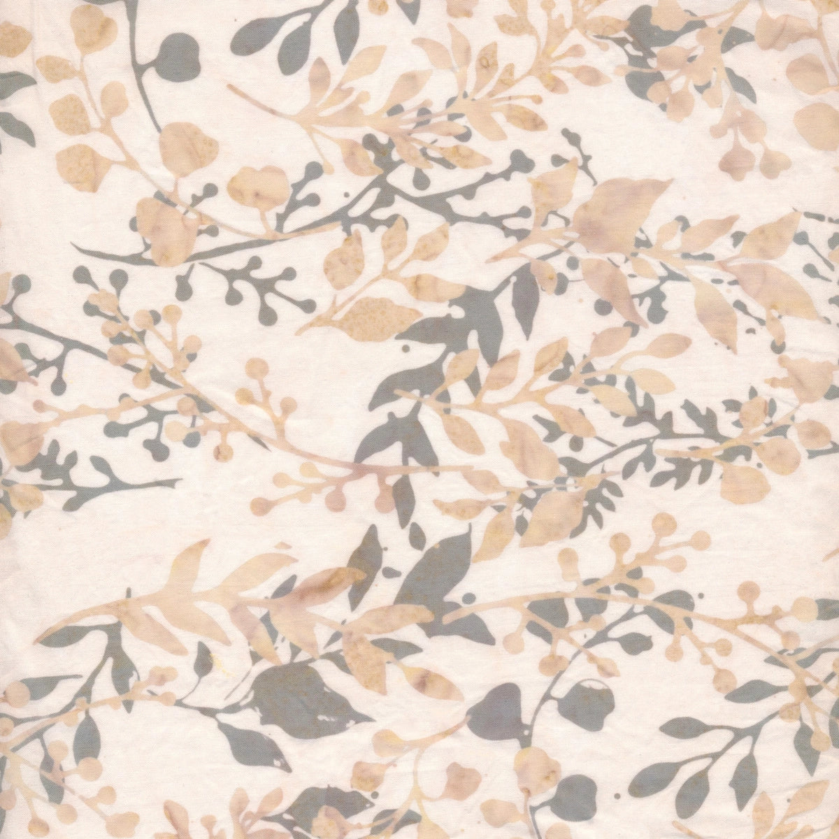 Bali Batiks Coast to Coast by Hoffman Fabrics is another beautiful batik line featuring blue, gray, and cream fabrics with a variety of floral designs. Decorate your next spring project with this light cream fabric with blue and cream leaves and vines all over. This would make a great blender for quilting! Perfect for quilting, clothing and crafting. 