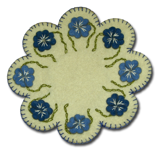 primrose flower is believed to have originated in Central America and has been used for a variety of medicinal purposes. It was brought to Europe in the 17th century. It blooms in cooler weather, typically in early spring. These mats were inspired by the simplicity of the primrose.