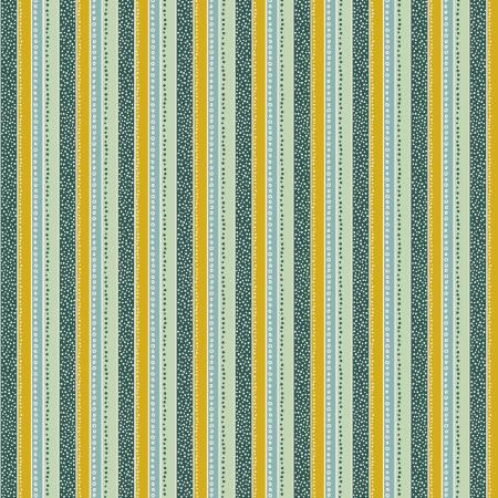 This fabric is from Cotton and Steel and is a vertical stripe that is full of blue, green, yellow and white. Little dots are in each stripe and make it more interesting to look at! 