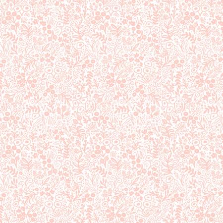 Delicate blush floral printed on a white ground from Rifle Paper Co. basics collection.  100% Cotton, 44/5"