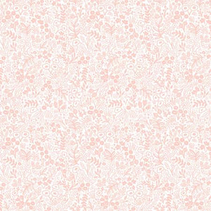 Delicate blush floral printed on a white ground from Rifle Paper Co. basics collection.  100% Cotton, 44/5"