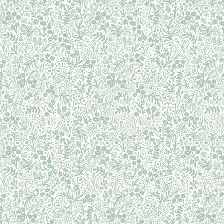 Delicate perriwinkle floral printed on a white ground from Rifle Paper Co. basics collection.  100% Cotton, 44/5"