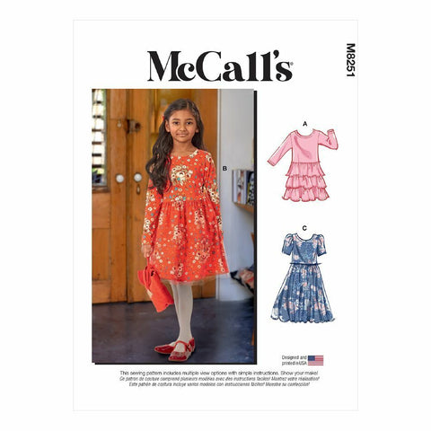  Girl's dress with gathered skirt. Intended for knits only