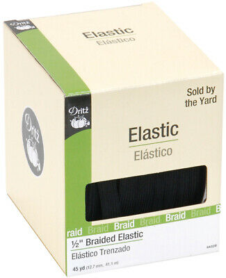 Dritz Braided Elastic is the most basic elastic. It is lightweight, slightly ribbed and it narrows when stretched. It is most often used on necklines, sleeves, waistbands and swimwear waistbands and leg bands.   Lightweight, slightly ribbed and narrows when stretched. Use on necklines, sleeves, waistbands and swimwear waistbands and leg bands. Machine washable and dryable in temperatures up to 200 degrees F.  Sold by the yard.