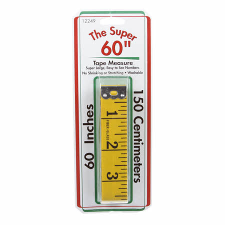 Yellow Fiberglass 60 inch tape measure.  Easy to read and our go to tape measure!