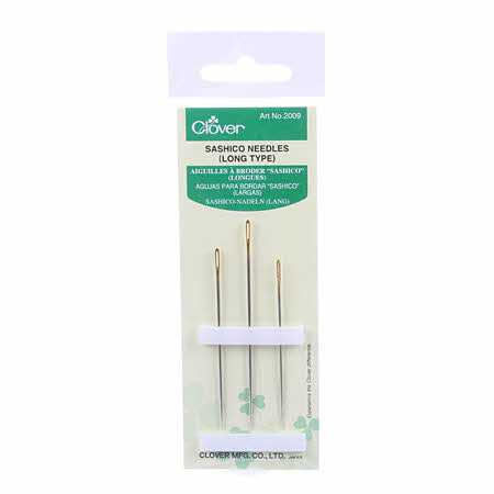 Pack of 3 Sashiko Needles (Long) - Perfect for thicker fabrics  1.14mm x 69.8mm  1.14mm x 60.3mm  1.07mm x 57.2mm