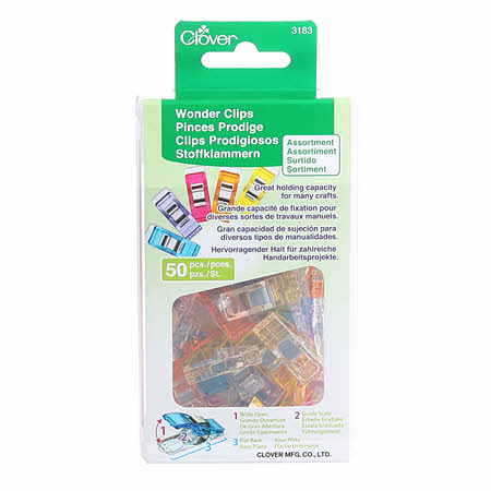 An assortment of colors for an assortment of uses.  Since their introduction primarily for seam binding on quilts, they have been adopted by crafters, beaders, scrapbookers, card makers and every craft where a third hand is needed to hold something down, together or in place. They make a great gift for any crafter or home sewer.