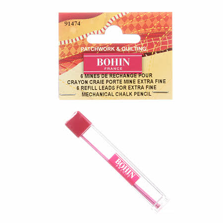 Extra Fine Mechanical Chalk Pencil Refill. This package contains 6 refill leads for use in the Extra Fine Mechanical Chalk Pencil #91473 (sold separately). Water soluble, can be washed out or erased with any fabric eraser.
