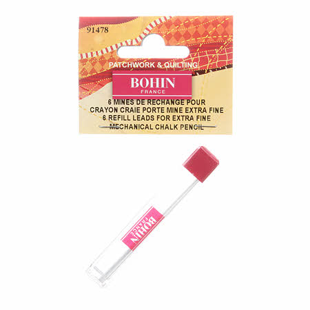 Extra Fine Mechanical Chalk Pencil Refill. This package contains 6 refill leads for use in the Extra Fine Mechanical Chalk Pencil #91473 (sold separately). Water soluble, can be washed out or erased with any fabric eraser.