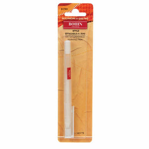 A heat erasable marking pen for marking on dark fabric. Markings will iron off on a medium setting.  White