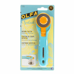 Precision with pizzazz. Premium quality blades for superior sharpness and durability. For right or left handed users; switch hands effortlessly. Easy blade change with just a click. Use with Olfa self healing rotary mats.  Available in a variety of sizes.  45mm is most common.