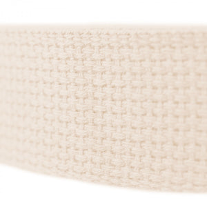 Heavy weight 100% cotton webbing - 1 1/4" width.   Natural, tan or navy