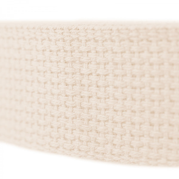 Heavy weight 100% cotton webbing - 1 1/4" width.   Natural, tan or navy