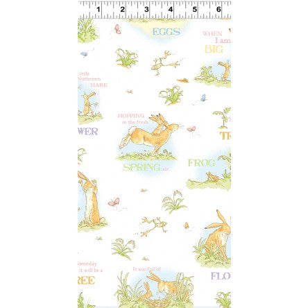 When I'm Big. Guess How Much I Love You Storybook fabric in White. 100% Cotton, 44/5"