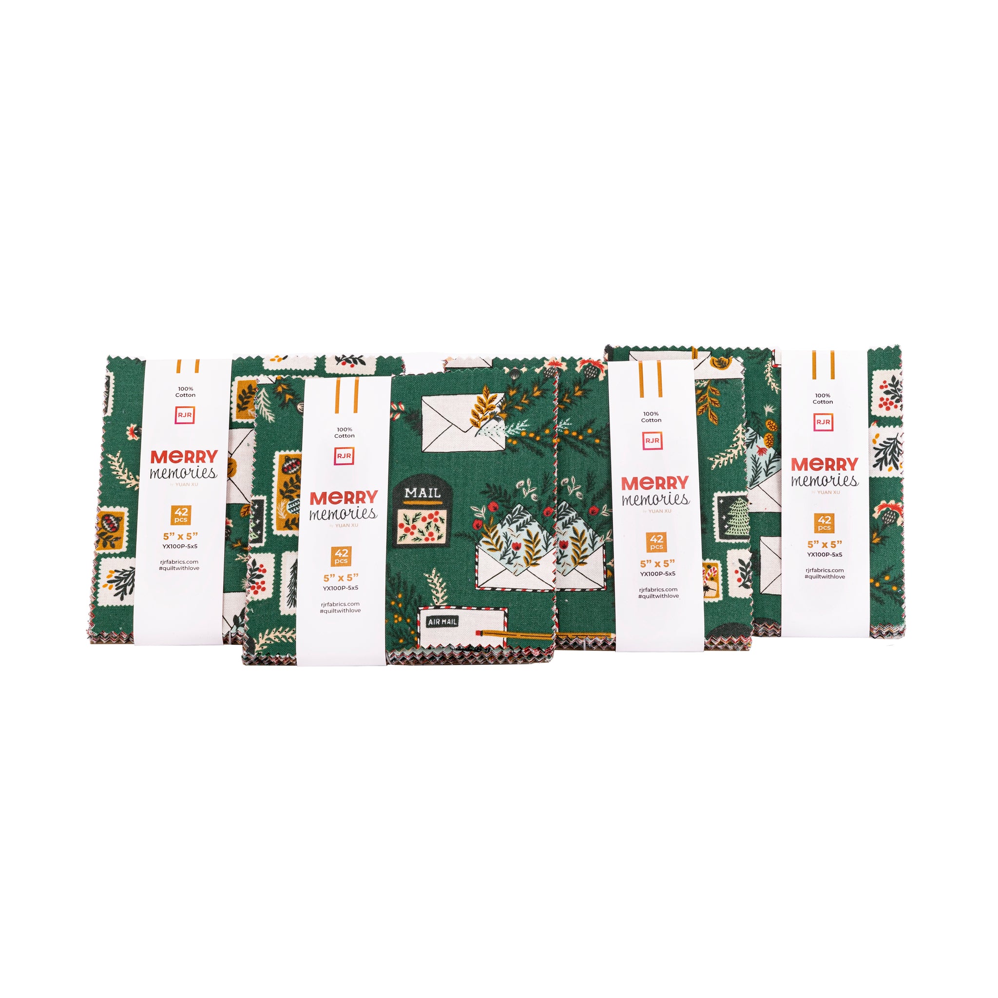 This charm pack features adorable holiday themed fabric with hints of metallics. Make your holiday decorations with this fun collection