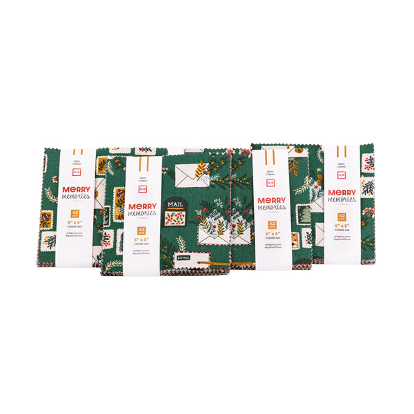 This charm pack features adorable holiday themed fabric with hints of metallics. Make your holiday decorations with this fun collection